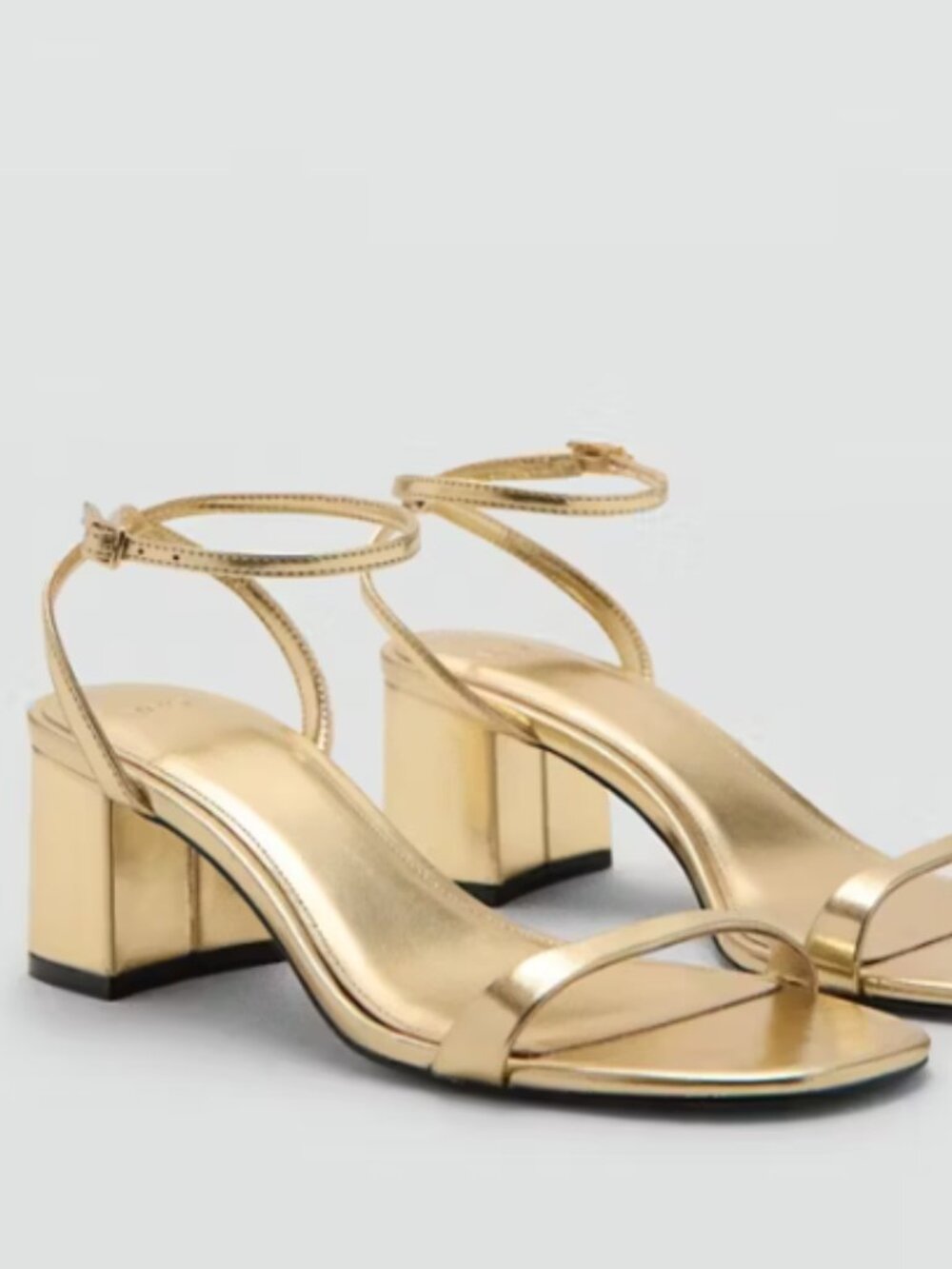 NWT Mango Block-heel sandals with strap gold 8.5, eur 39